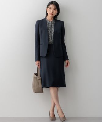 洗える】ウールライクカルゼ ノーカラージャケット