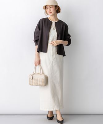 23区 リネン レーヨン ストレッチブルゾン リネンレーヨンストレッチ ノーカラー ブルゾン（JKWWLM0405