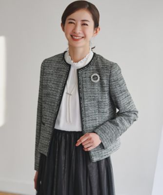 送料無料】【セットアップ対応】ライトシャインツイード ノーカラー