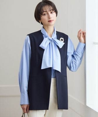 セットアップ対応／洗える】トリアセダブルジョーゼット ジレ