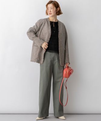 リネンライクブッチャー フリンジノーカラージャケット