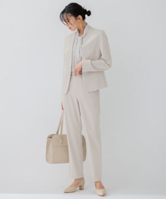 23区 ノーカラー ジャケット Vカラー ストレッチ 洗える 40 洗える/吸水速乾/UVカット/接触冷感】ストレッチジョーゼット