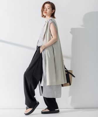 【ＣＬＡＳＳＹ．６月号掲載】リネンレーヨンストレッチ　　ロング　ジレ（ＪＫＷＷＳＭ０４０６）