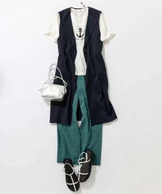 【ＣＬＡＳＳＹ．６月号掲載】リネンレーヨンストレッチ　　ロング　ジレ（ＪＫＷＷＳＭ０４０６）