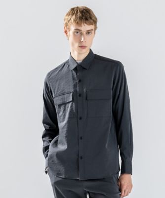 【新品】ナイロンサテンシャツブルゾン 新素材【撥水性／吸湿速乾性／ストレッチ／洗える】グレイン