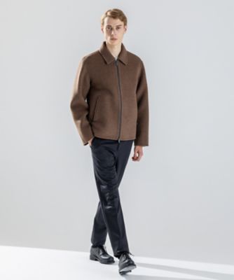 Theoryのキャメル フード付きソフトレザー ジップアップジャケット S