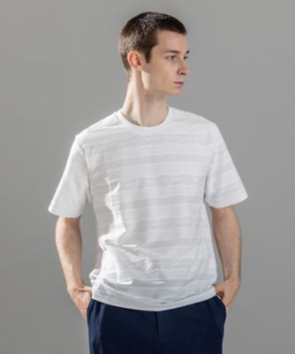 JOSEPH HOMME/ジョゼフ オム 新柄【ストレッチ／洗える】ジャガードボーダー　クルーネックＴシャツ（ＫＨＪＨＧＭ０４０２）