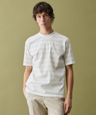 JOSEPH ABBOUD (Men) /ジョセフ アブード 【キングサイズ／和紙使用／日本素材を日本縫製／通気性】和紙フライスボーダーＴシャツ（ＫＨＪＫＬＭ０３２６）