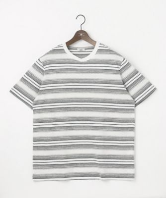 ＜JOSEPH ABBOUD (Men) ＞【キングサイズ・吸水速乾】リネンマルチボーダー　Ｔシャツ（ＫＨＪＫＳＭ０４１３）