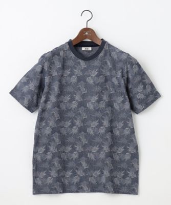 【吸水速乾】リーフ柄ジャガード　クルーネック　Ｔシャツ（ＫＨＪＬＣＭ０３０７）