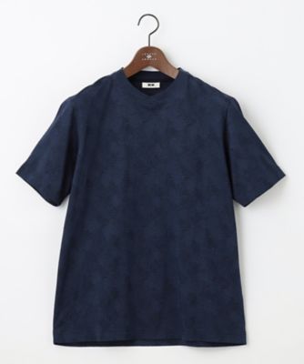 【吸水速乾】リーフ柄ジャガード　クルーネック　Ｔシャツ（ＫＨＪＬＣＭ０３０７）