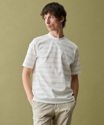 JOSEPH ABBOUD (Men) /ジョセフ アブード 【エコ素材和紙使用・日本素材を日本縫製　・軽量・通気性】和紙フライスボーダーＴシャツ（ＫＨＪＬＬＭ０３２６）