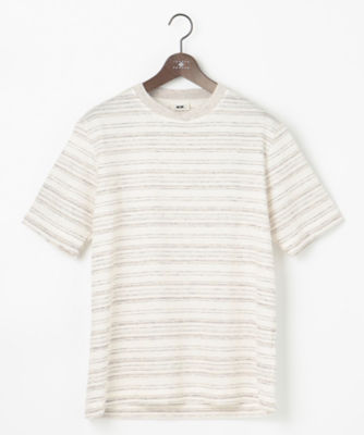 ＜JOSEPH ABBOUD (Men) ＞【チクチクしにくい】リネンボーダー　Ｔシャツ（ＫＨＪＬＮＸ０４１３）