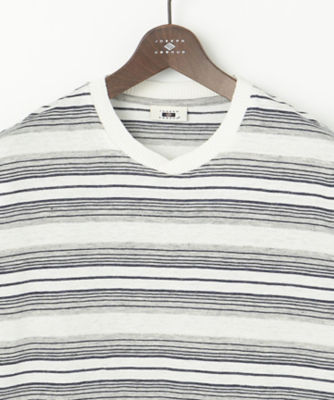 【吸水速乾】リネンマルチボーダー Tシャツ JOSEPH ABBOUD｜【吸水速乾】リネンマルチボーダー Tシャツ