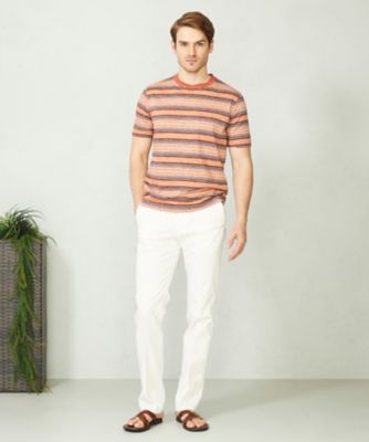 吸水速乾】リネンマルチボーダー Tシャツ（KHJLSM0413