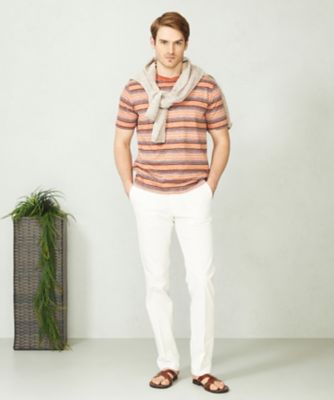 吸水速乾】リネンマルチボーダー Tシャツ（KHJLSM0413