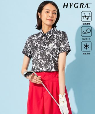 23区GOLF/ニジュウサンクゴルフ 【WOMEN】【接触冷感・UVケア・吸水速乾】ブーゲンビリア柄 ポロシャツ(KHVLCM0108)