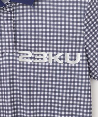 ○★新品未使用　PING（ピン）　ギンガムチェック　ポロシャツ　L　ブルー MEN】【接触冷感・UVケア・吸水速乾】ギンガムチェック柄