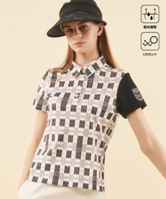 23区GOLF/ニジュウサンクゴルフ 【WOMEN】【吸水速乾/UVカット】フィールドチェック柄ポロシャツ(KHVLCM0438)