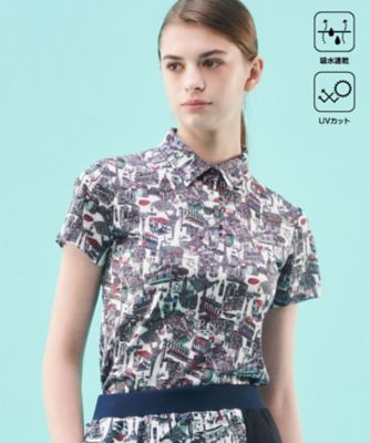 23区GOLF/ニジュウサンクゴルフ 【WOMEN】【吸水速乾/UVカット】パリマップ総柄ポロシャツ(KHVLCM0528)