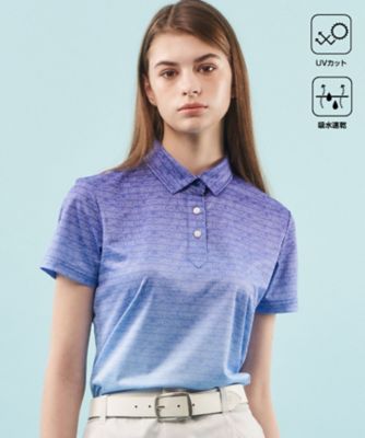 【SALE】23区GOLF/ニジュウサンクゴルフ【UVケア/吸水速乾】グラデーションロゴ 半袖ポロシャツ(KHVLCS0318) 574_ダルブルー スポーツウェア【三越伊勢丹/公式】