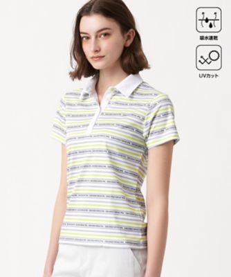 【SALE】23区GOLF/ニジュウサンクゴルフ【吸水速乾・UVケア】ボーダーロゴ 半袖シャツ(KHVLCS0718) 101_シロ スポーツウェア【三越伊勢丹/公式】
