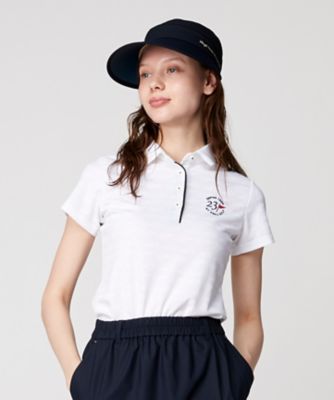 23区GOLF/ニジュウサンクゴルフ 【WOMEN】フラッグロゴジャガード ポロシャツ(KHVLSM0418)