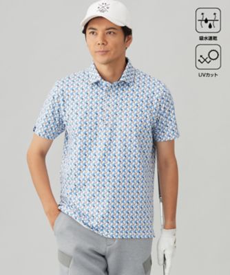 23区GOLF/ニジュウサンクゴルフ 【MEN】【吸水速乾/UVカット】アザミ小紋柄半袖ポロシャツ(KHVTCA0315)