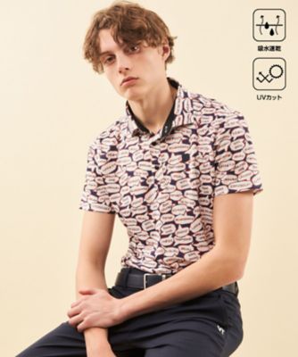 【ＭＥＮ】【吸水速乾／ＵＶカット】ＹＥＬＬ総柄プリントポロシャツ（ＫＨＶＴＣＭ０４２５）