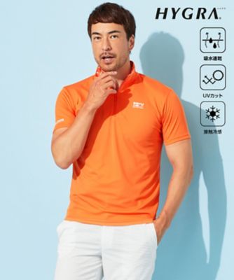 23区GOLF/ニジュウサンクゴルフ 【MEN】【接触冷感・UVケア・吸水速乾】ハーフジップ 無地ポロシャツ(KHVTCM0605)