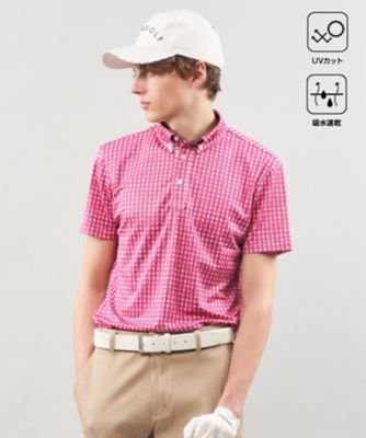23区GOLF/ニジュウサンクゴルフ 【MEN】【UVケア/吸水速乾】ギンガムチェックロゴ 半袖ポロシャツ(KHVTCS0205)