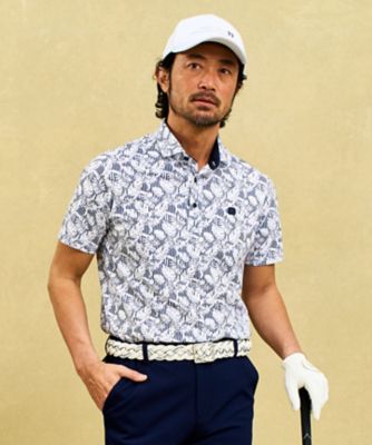【ＭＥＮ】【吸水速乾／ＵＶカット】大人が着やすい柄ポロシャツ　リゾートなムードも◎リーフ柄　ポロシャツ（ＫＨＶＴＧＭ０４３５）