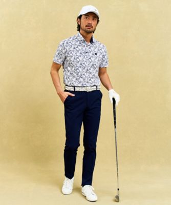【ＭＥＮ】【吸水速乾／ＵＶカット】大人が着やすい柄ポロシャツ　リゾートなムードも◎リーフ柄　ポロシャツ（ＫＨＶＴＧＭ０４３５）