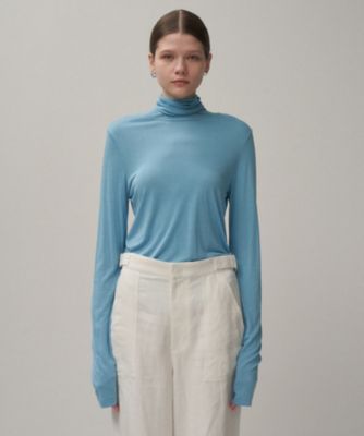 ATON エイトン　コットンカシミヤガーゼハイネックカットソー ATON】コットンシルクローンハイネックオーバーシャ​​ツ