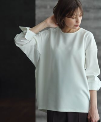 ＜ICB L (Women/大きいサイズ)＞【洗える】ジョーゼットジャージー　異素材コンビプルオーバー（ＫＫＣＭＧＷ０４０４）