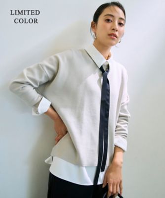 ＜ICB L (Women/大きいサイズ)＞【ＷＥＢ限定カラーあり】マラボーテＷジョーゼット　ボウタイ付きシャツカラートップス（ＫＫＣＭＧＷ０４０７）