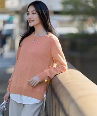 ＜ICB L (Women/大きいサイズ)＞【マシンウォッシャブル可】ライトトリコット　バックスリット入り長袖プルオーバー（ＫＫＣＭＧＷ０４０９）