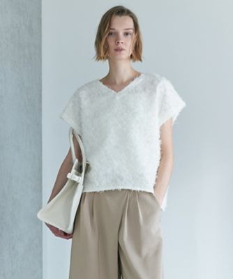 ＜ICB L (Women/大きいサイズ)＞シアーカットジャカード　Ｖネックトップス（ＫＫＣＭＬＭ０４０５）