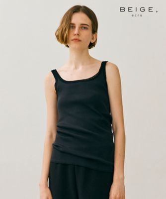 【ＢＥＩＧＥ、ｅｃｒｕ／ＷＥＢ限定・洗える】ＲＩＢ　ＴＯＰＳ　／　　コットンシルクリブキャミソール（ＫＫＣＷＣＷ０２５０）