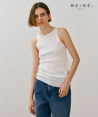 BEIGE， (Women)/ベイジ 【BEIGE、ecru/WEB限定・洗える】RIB TOPS /  コットンシルクアメリカンスリーブトップス(KKCWCW0251)