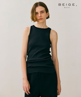 【ＢＥＩＧＥ、ｅｃｒｕ／ＷＥＢ限定・洗える】ＲＩＢ　ＴＯＰＳ　／　　コットンシルクアメリカンスリーブトップス（ＫＫＣＷＣＷ０２５１）