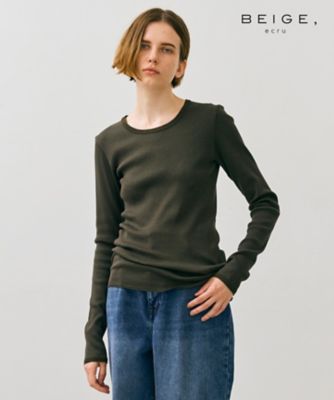 【SALE】BEIGE， (Women)/ベイジ【BEIGE、ecru/WEB限定・洗える】RIB TOPS/コットンシルクロングスリーブトップス(KKCWCW0252) 054_カ..