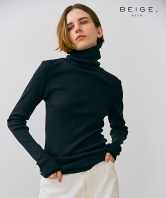 【ＢＥＩＧＥ、ｅｃｒｕ／ＷＥＢ限定・洗える】ＲＩＢ　ＴＯＰＳ　／　　コットンシルクハイネックトップス（ＫＫＣＷＣＷ０２５３）
