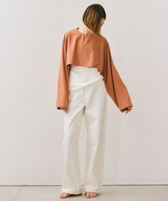 【ＢＥＩＧＥ、ｅｃｒｕ／ＷＥＢ限定・洗える】ＪＥＲＳＥＹ　ＳＴＩＴＣＨ　／　コットンクロップドトップス（ＫＫＣＷＣＷ０２５５）