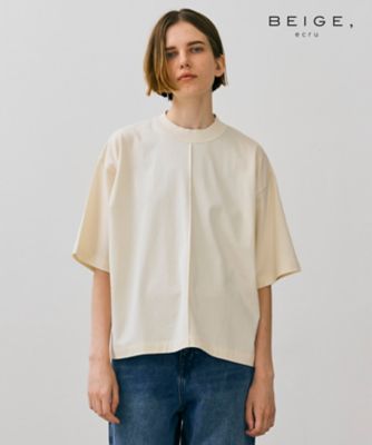 ＜BEIGE， (Women)＞【ＢＥＩＧＥ、ｅｃｒｕ／ＷＥＢ限定・洗える】ＪＥＲＳＥＹ　ＳＴＩＴＣＨ　／　コットンハーフスリーブトップス（ＫＫＣＷＣＷ０２５６）