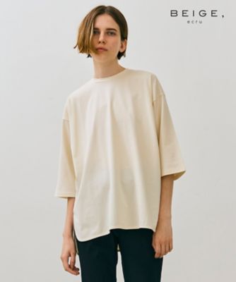 BEIGE， (Women)/ベイジ 【ＢＥＩＧＥ、ｅｃｒｕ／ＷＥＢ限定・洗える】ＪＥＲＳＥＹ　ＳＴＩＴＣＨ　／　コットンオーバサイズトップス（ＫＫＣＷＣＷ０２５７）