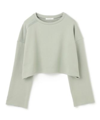 【ＢＥＩＧＥ、ｅｃｒｕ／ＷＥＢ限定・洗える】ＬＯＯＰ　ＢＡＣＫ　／　コットンスウェットクロップドトップス（ＫＫＣＷＣＷ０３５０）