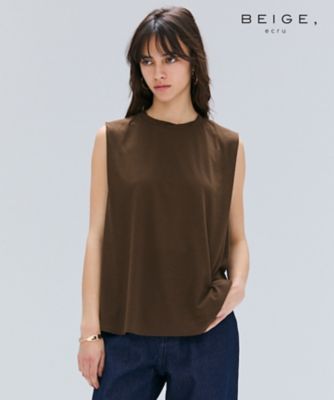 【ＢＥＩＧＥ、ｅｃｒｕ／ＷＥＢ限定・洗える】ＦＩＮＥ　ＤＲＹ　ＴＯＵＣＨ　／　ねじりデザインコットンノースリーブトップス（ＫＫＣＷＧＭ０３５