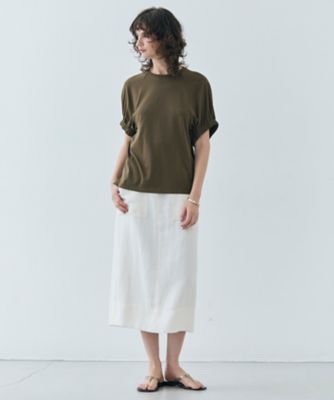 【洗える】ＳＴＯＣＫ　／　オーガニックコットン半袖ギャザートップス（ＫＫＣＷＧＭ０４１０）