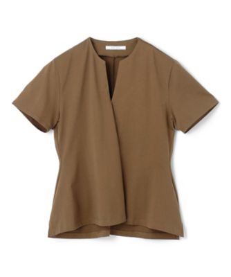 ＜BEIGE， (Women)＞【洗える】ＳＴＯＣＫ　／　オーガニックコットン半袖Ｖスリットトップス（ＫＫＣＷＧＭ０４１３）